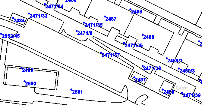 Parcela st. 2471/37 v KÚ Nový Lískovec, Katastrální mapa