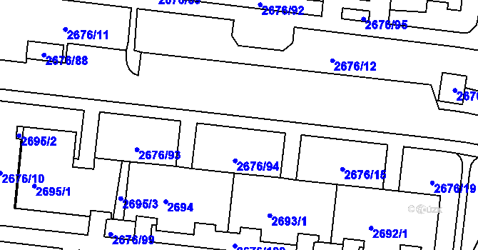 Parcela st. 2676/90 v KÚ Nový Lískovec, Katastrální mapa
