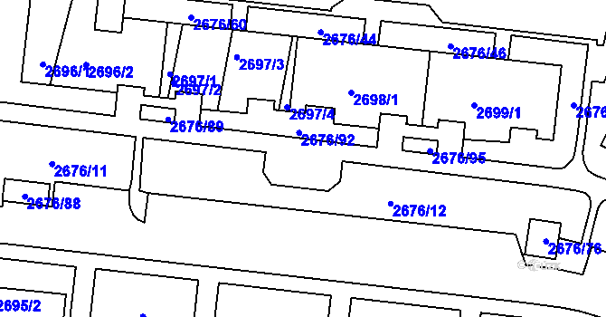 Parcela st. 2676/91 v KÚ Nový Lískovec, Katastrální mapa