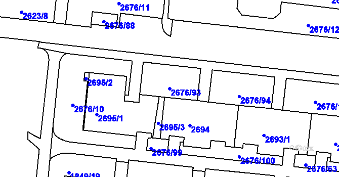Parcela st. 2676/93 v KÚ Nový Lískovec, Katastrální mapa