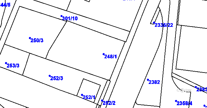 Parcela st. 248/1 v KÚ Nový Lískovec, Katastrální mapa