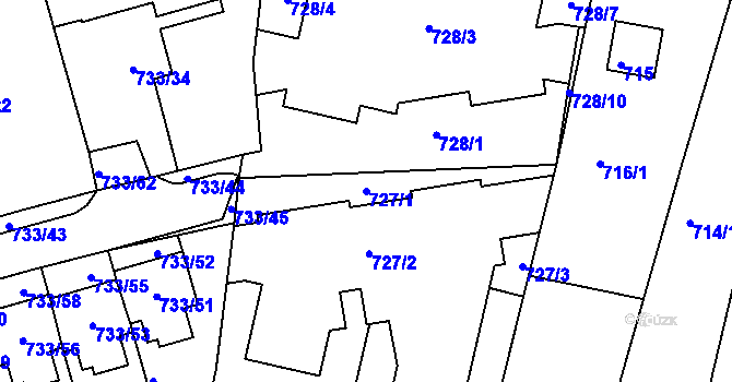 Parcela st. 727/1 v KÚ Nový Lískovec, Katastrální mapa