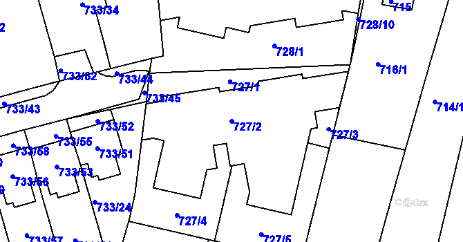 Parcela st. 727/2 v KÚ Nový Lískovec, Katastrální mapa