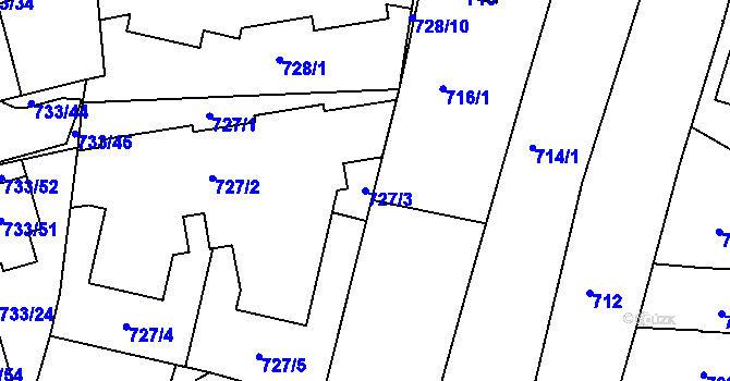 Parcela st. 727/3 v KÚ Nový Lískovec, Katastrální mapa