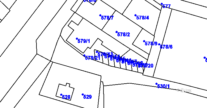 Parcela st. 579/14 v KÚ Nový Lískovec, Katastrální mapa