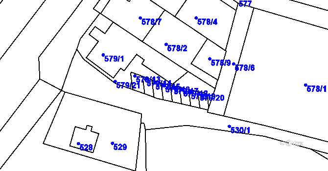 Parcela st. 579/16 v KÚ Nový Lískovec, Katastrální mapa