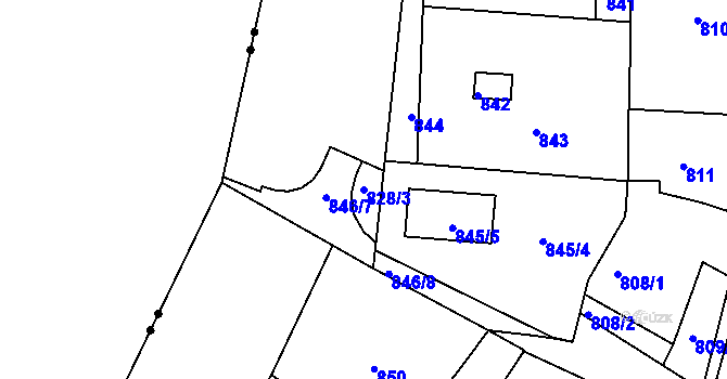Parcela st. 828/3 v KÚ Nový Lískovec, Katastrální mapa