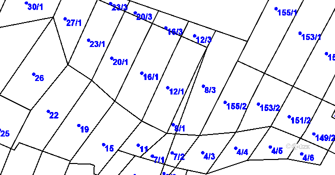 Parcela st. 12/1 v KÚ Kohoutovice, Katastrální mapa