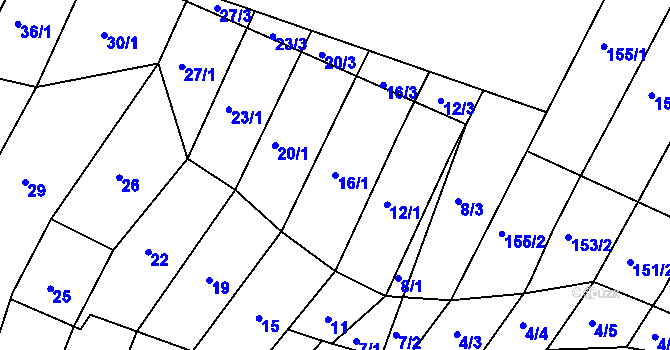 Parcela st. 16/1 v KÚ Kohoutovice, Katastrální mapa