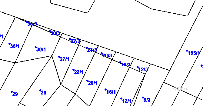 Parcela st. 20/3 v KÚ Kohoutovice, Katastrální mapa