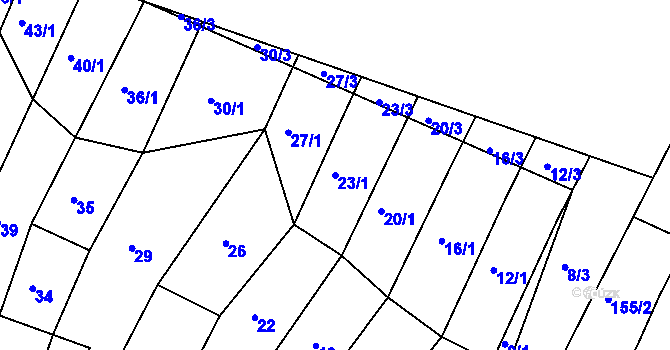 Parcela st. 23/1 v KÚ Kohoutovice, Katastrální mapa