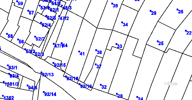 Parcela st. 38 v KÚ Kohoutovice, Katastrální mapa