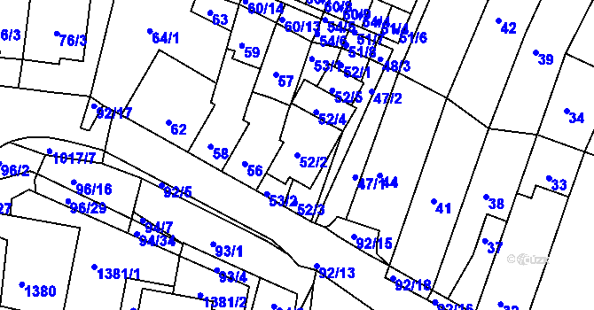 Parcela st. 52/2 v KÚ Kohoutovice, Katastrální mapa