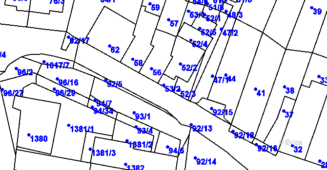 Parcela st. 53/2 v KÚ Kohoutovice, Katastrální mapa