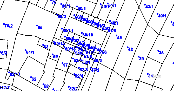 Parcela st. 54/4 v KÚ Kohoutovice, Katastrální mapa