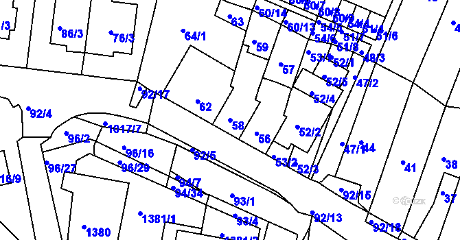 Parcela st. 58 v KÚ Kohoutovice, Katastrální mapa
