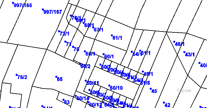 Parcela st. 60/1 v KÚ Kohoutovice, Katastrální mapa