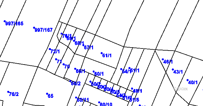 Parcela st. 61/1 v KÚ Kohoutovice, Katastrální mapa