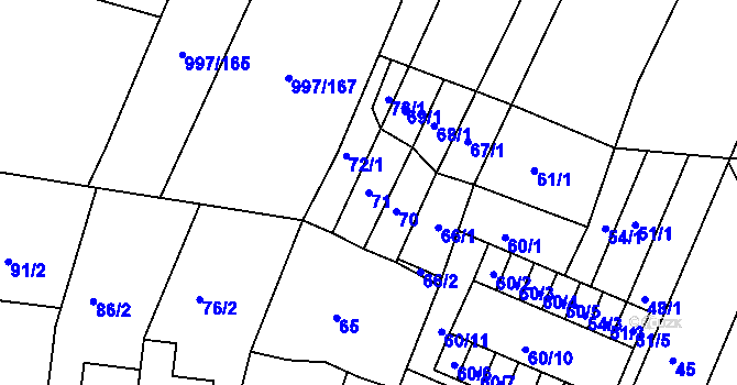 Parcela st. 71 v KÚ Kohoutovice, Katastrální mapa