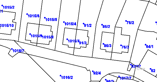 Parcela st. 91/3 v KÚ Kohoutovice, Katastrální mapa