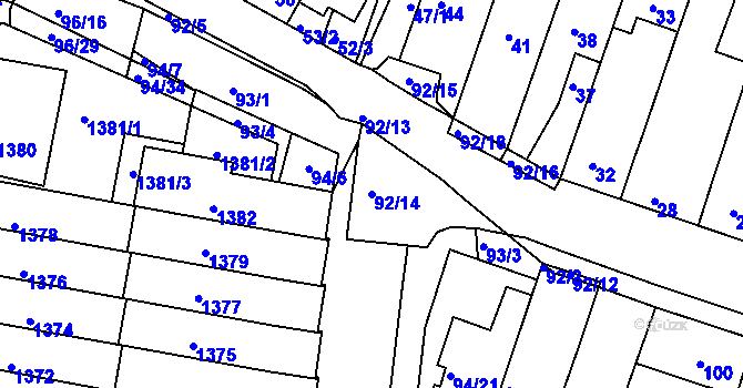 Parcela st. 92/14 v KÚ Kohoutovice, Katastrální mapa