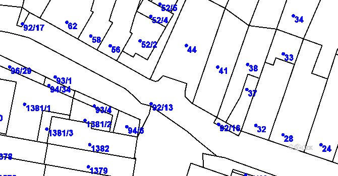 Parcela st. 92/15 v KÚ Kohoutovice, Katastrální mapa