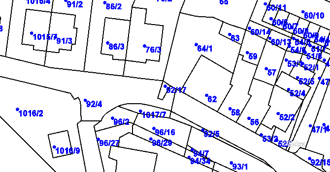 Parcela st. 92/17 v KÚ Kohoutovice, Katastrální mapa
