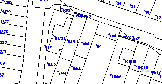 Parcela st. 94/5 v KÚ Kohoutovice, Katastrální mapa