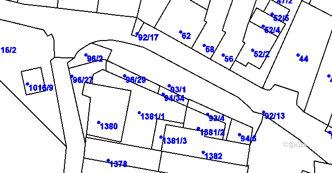 Parcela st. 94/7 v KÚ Kohoutovice, Katastrální mapa