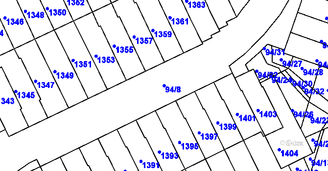 Parcela st. 94/8 v KÚ Kohoutovice, Katastrální mapa