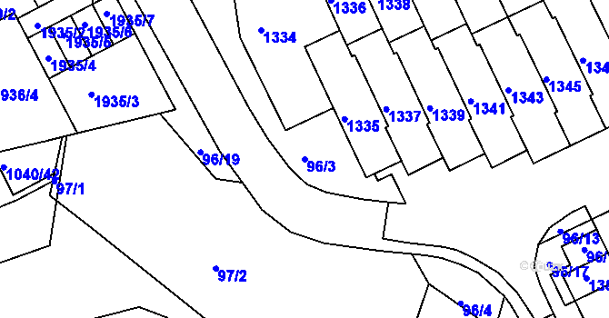 Parcela st. 96/3 v KÚ Kohoutovice, Katastrální mapa