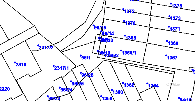 Parcela st. 96/10 v KÚ Kohoutovice, Katastrální mapa