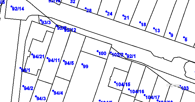 Parcela st. 100 v KÚ Kohoutovice, Katastrální mapa