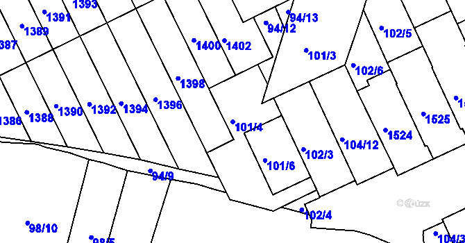 Parcela st. 101/4 v KÚ Kohoutovice, Katastrální mapa