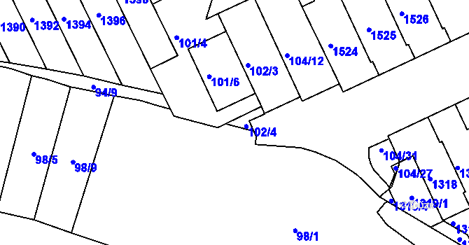 Parcela st. 101/5 v KÚ Kohoutovice, Katastrální mapa