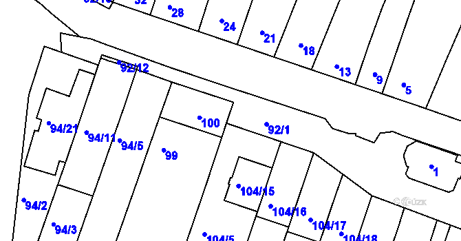 Parcela st. 102/2 v KÚ Kohoutovice, Katastrální mapa