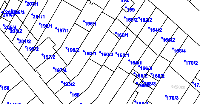 Parcela st. 160/3 v KÚ Kohoutovice, Katastrální mapa
