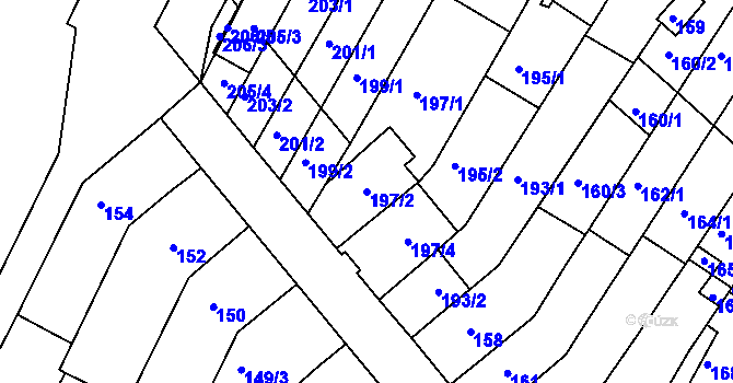 Parcela st. 197/2 v KÚ Kohoutovice, Katastrální mapa
