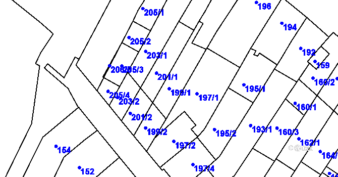 Parcela st. 199/1 v KÚ Kohoutovice, Katastrální mapa