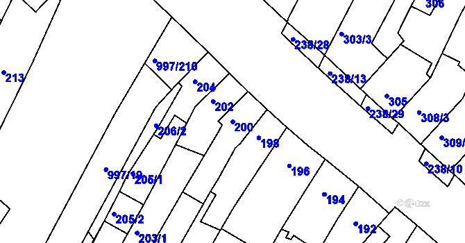 Parcela st. 200 v KÚ Kohoutovice, Katastrální mapa