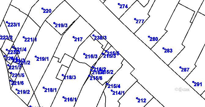 Parcela st. 215/3 v KÚ Kohoutovice, Katastrální mapa