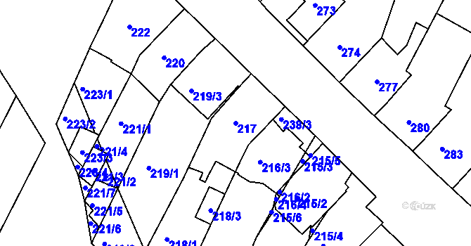Parcela st. 217 v KÚ Kohoutovice, Katastrální mapa