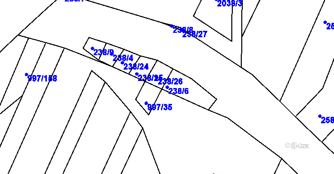 Parcela st. 238/6 v KÚ Kohoutovice, Katastrální mapa