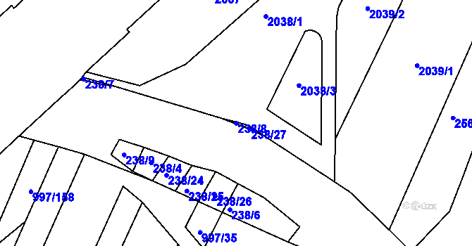 Parcela st. 238/8 v KÚ Kohoutovice, Katastrální mapa