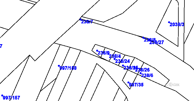 Parcela st. 238/9 v KÚ Kohoutovice, Katastrální mapa