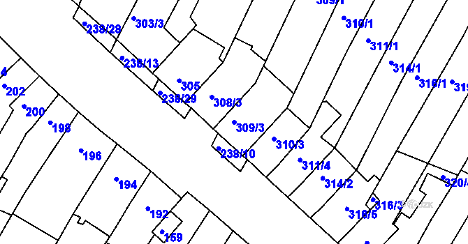 Parcela st. 309/3 v KÚ Kohoutovice, Katastrální mapa