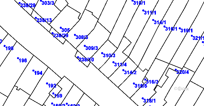 Parcela st. 310/3 v KÚ Kohoutovice, Katastrální mapa