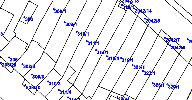 Parcela st. 314/1 v KÚ Kohoutovice, Katastrální mapa