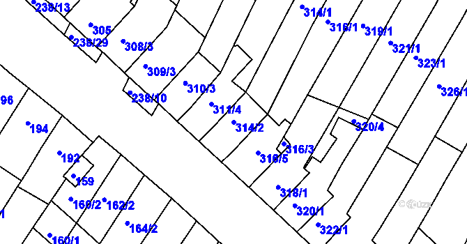 Parcela st. 314/2 v KÚ Kohoutovice, Katastrální mapa