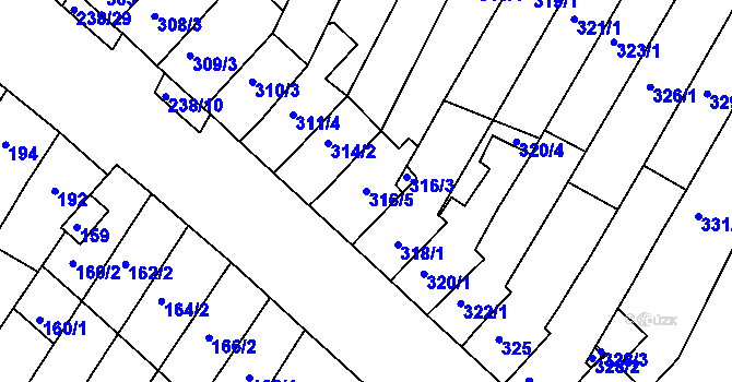 Parcela st. 316/5 v KÚ Kohoutovice, Katastrální mapa